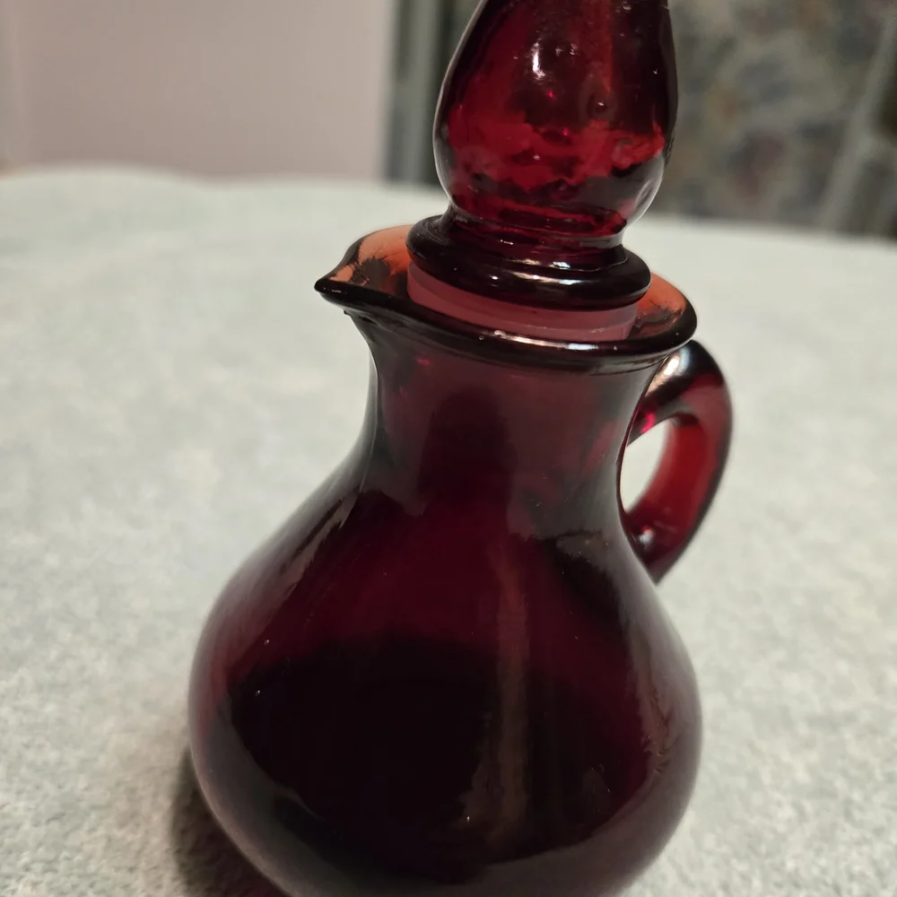 Vintage AVON RUBY RED GLASS CRUET STRAWBERRY BATH FOAM 4 OZ Glass Only